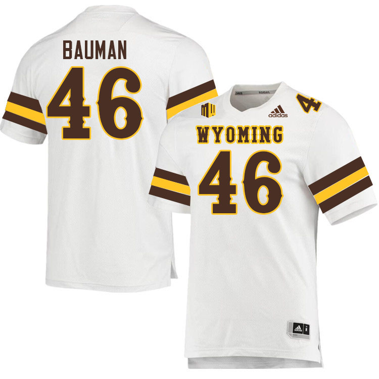 Wyoming Cowboys #46 Dash Bauman College Football Jerseys Stitched-White